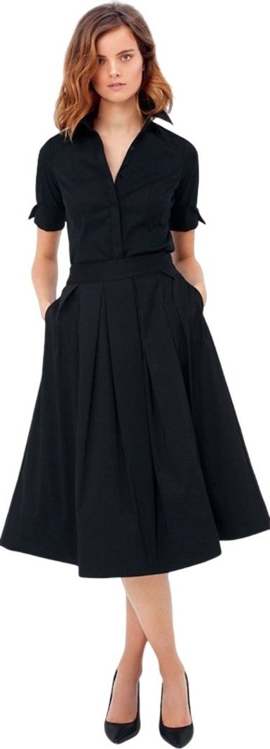 Barbora Linen Daily Summer Office Women's Dress BT208SIYAH5 