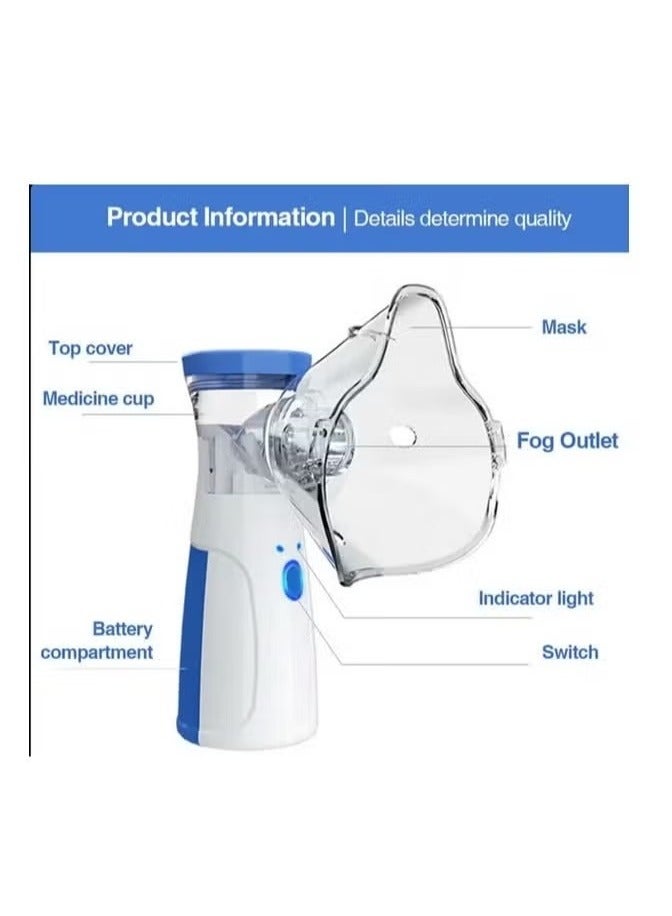 Portable Mesh Nebulizer for Adults and Kids Inhaler Device with Mask and Mouthpiece for Colds Asthma and Breathing Relief - Image 2