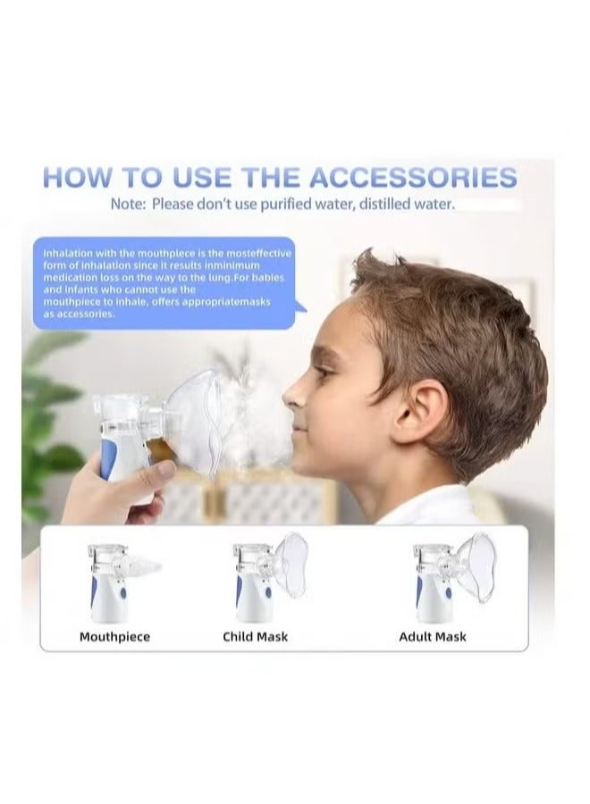 Portable Mesh Nebulizer for Adults and Kids Inhaler Device with Mask and Mouthpiece for Colds Asthma and Breathing Relief - Image 3