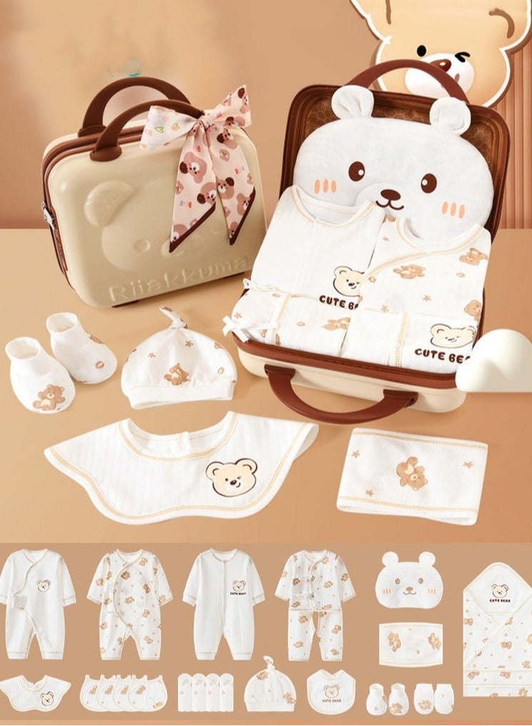 MIXDE 24PCS Newborn Baby Gifts Set, Newborn Layette Gift Set, Baby Clothes Accessories Set for Boys and Girls, Premium Cotton, Perfect Gift Box with Beautifully Suitcase for Spring Summer Autumn Winter - Image 1