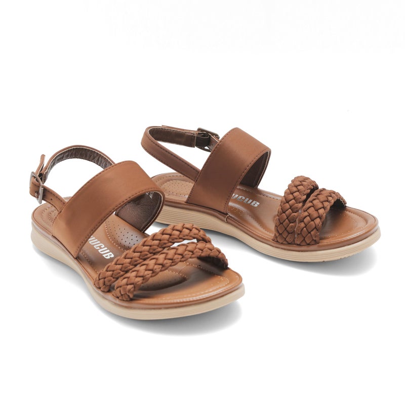 DUUCUB Women's Flat Sandals Ankle Strap Open Toe Summer Braided Sandal Beach Comfortable Platform Outdoor Slingback Dress Shoes Camel Size 7.5 - Image 5