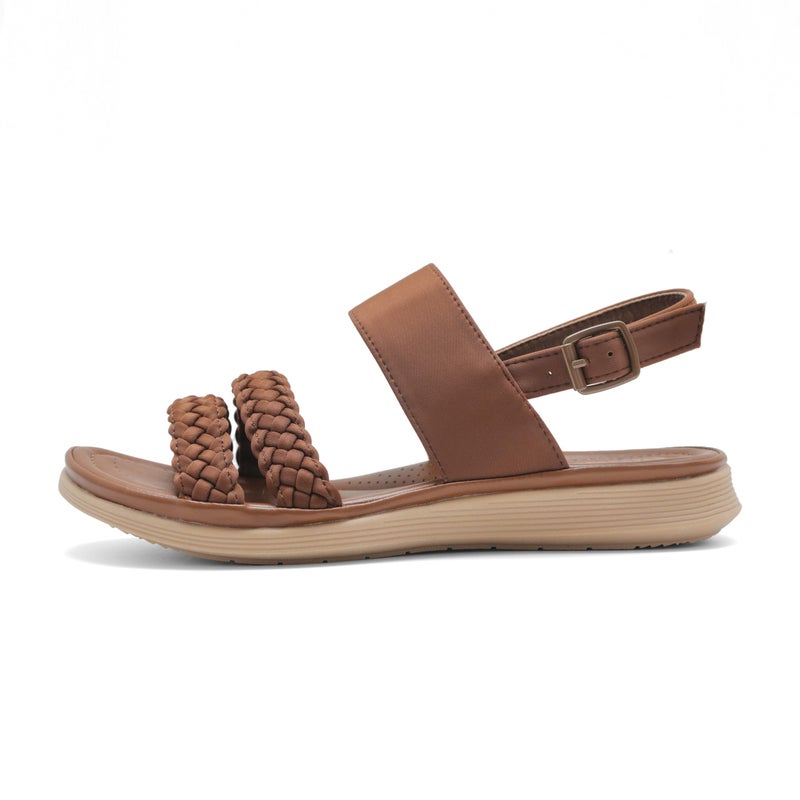 DUUCUB Women's Flat Sandals Ankle Strap Open Toe Summer Braided Sandal Beach Comfortable Platform Outdoor Slingback Dress Shoes Camel Size 7.5 - Image 4