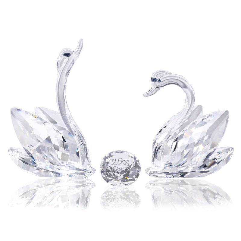 هدايا كريستالية لزوجة بمناسبة الذكرى الخامسة والعشرين لزواجكم تمثال بجعة مع الماس الفضي هدايا رومانسية هدية عيد ميلاد لها أو له فضي