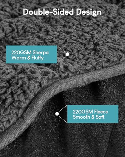 Cottonblue Sherpa Fleece Weighted Blanket 15lbs for Twin/Full Ded - Plush Bed Blanket for Deep Sleep and Relaxation, Heavy Calm Blankets with Glass Beads, 48x72 Inches, Black - Image 3