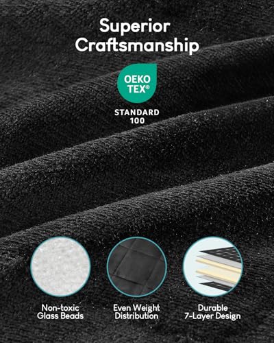 Cottonblue Sherpa Fleece Weighted Blanket 15lbs for Twin/Full Ded - Plush Bed Blanket for Deep Sleep and Relaxation, Heavy Calm Blankets with Glass Beads, 48x72 Inches, Black - Image 4