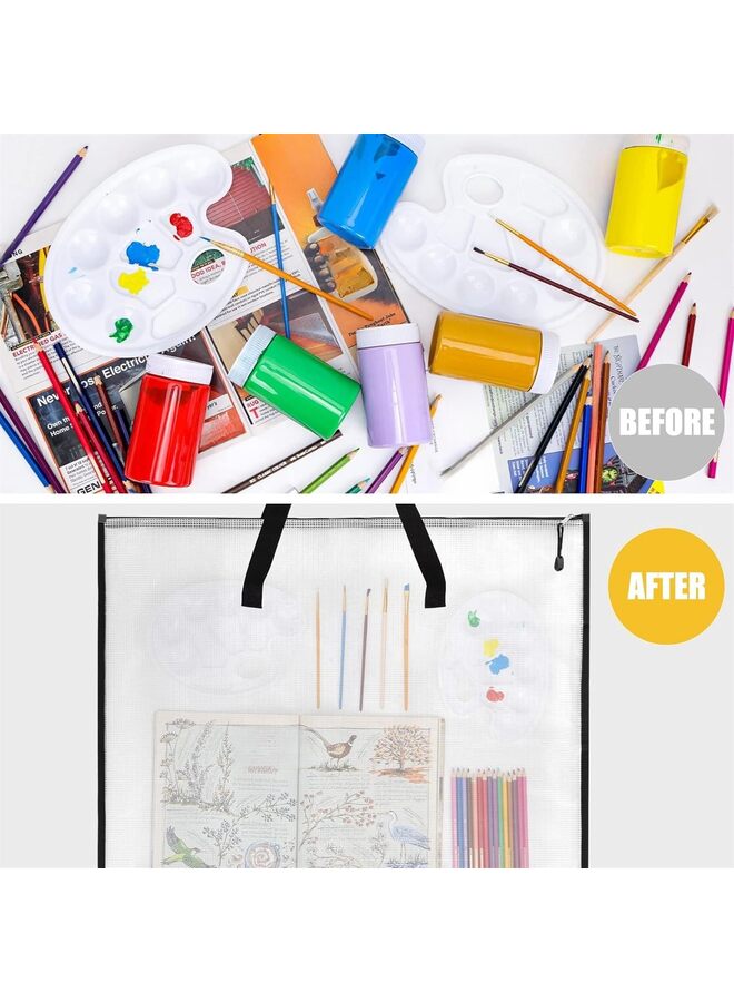 حقائب محفظة الفنون، مجلد محفظة للأعمال الفنية مزود بسحاب ومقبض، خزانة تخزين مكتبية محمولة لتعليق الملفات/المجلدات القانونية 16.1 × 12.9 × 11 بوصة - Image 4