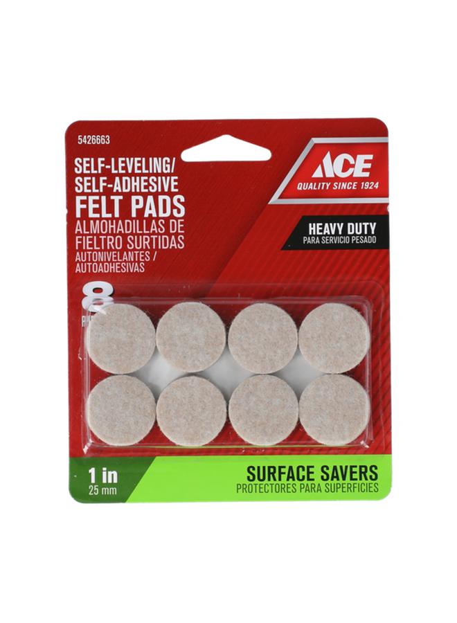 ACE 8-Piece Heavy Duty Self-Adhesive Round Felt Pads Brown 1inch