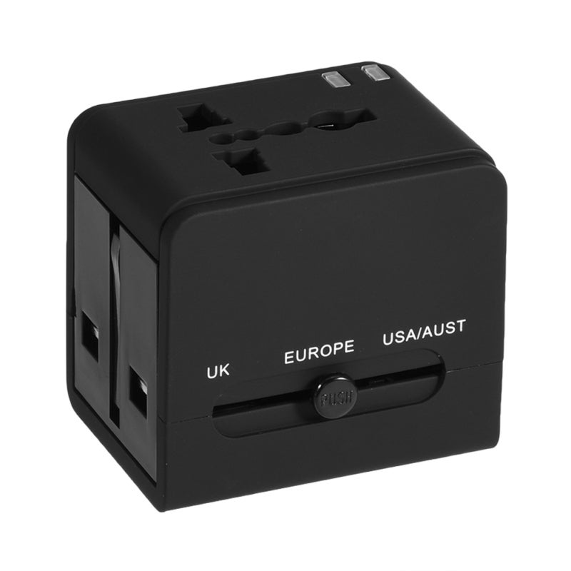 موصل شحن عالمي: سقاطة قابلة للطي، ومفتاحان USB - شحن متزامن سريع، وحماية كاملة - موصل سفر عالمي للسفر الدولي والأجهزة التي تعمل بالطاقة عبر USB - Image 2