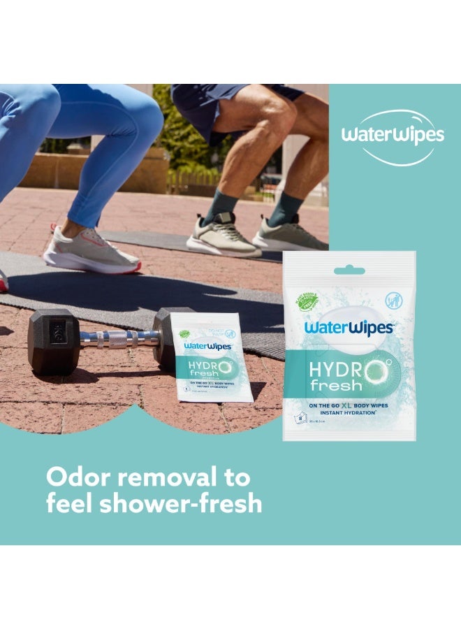 WaterWipes HydroFresh Refresh Wipes, Stay Clean & Refreshed, XL Body Cleaning Wipe, Instant Cleanliness, Odor & Sweat Removal, Ideal for Gym, Travel & Outdoor Use, 64 Count (8 pack) - Image 3