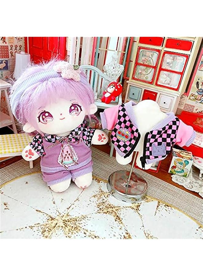 Arabest 20cm Plush Doll Clothes Headband Hoodie Coat Pants Doll Dress Up (Purple)  - Image 3