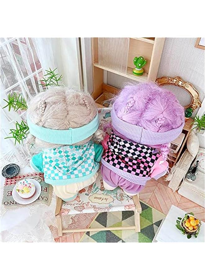Arabest 20cm Plush Doll Clothes Headband Hoodie Coat Pants Doll Dress Up (Purple)  - Image 5