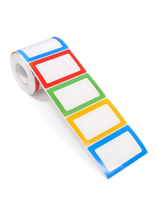 Coideal G Label Stickers Colored - Coideal 500 Pcs Blank Plain Name Labels Sticker Rolls With Colorful Border For Office School (2.25" X 3.5")  - Image 1