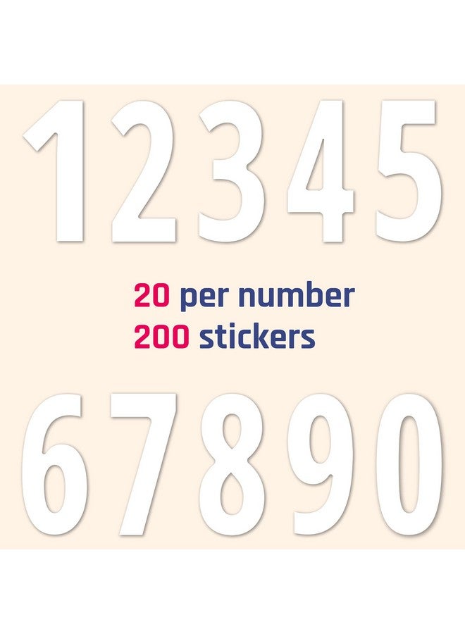 TownStix 200 Pieces 3" Number Stickers Waterproof Vinyl Stick On Numbers White - Image 3