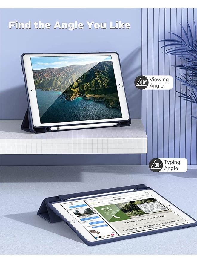 Captaintech Protective Case Cover For Apple iPad 10.2 inch (2021/2020/2019) Generation with Pencil Holder, 【Support Apple Pencil Charging and Touch ID】, Clear Transparent Case with Auto Wake/Sleep,Blue - Image 5