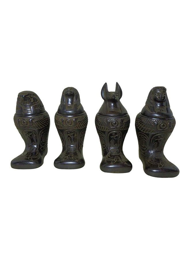 Set Of 4 Egyptian Ancient Canopic Jars Canopy Jar Organs Storage Statue Statues Pharaoh Pharaohs Collection