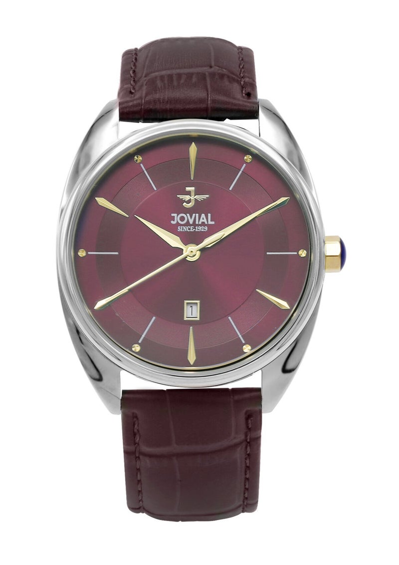 JOVIAL 5221 GSLQ 36 E Men's Watch, Purple Dial, Quartz, Date Display, Leather strap,40mm - Image 1