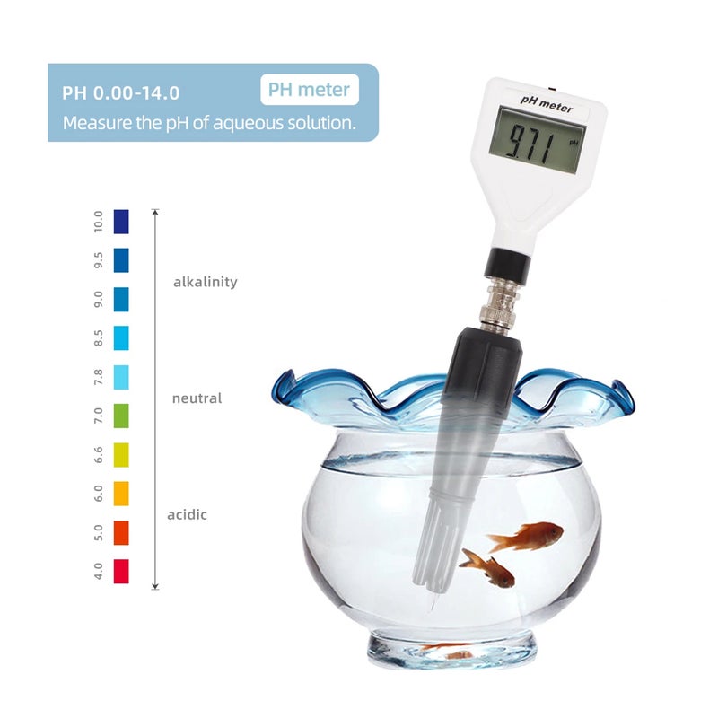 pH Meter for Water Test 1.5-inch LCD Digital pH Meter 0.00~14.00pH Measurement Range Portable Water Quality Tester with White Backlight - Image 4