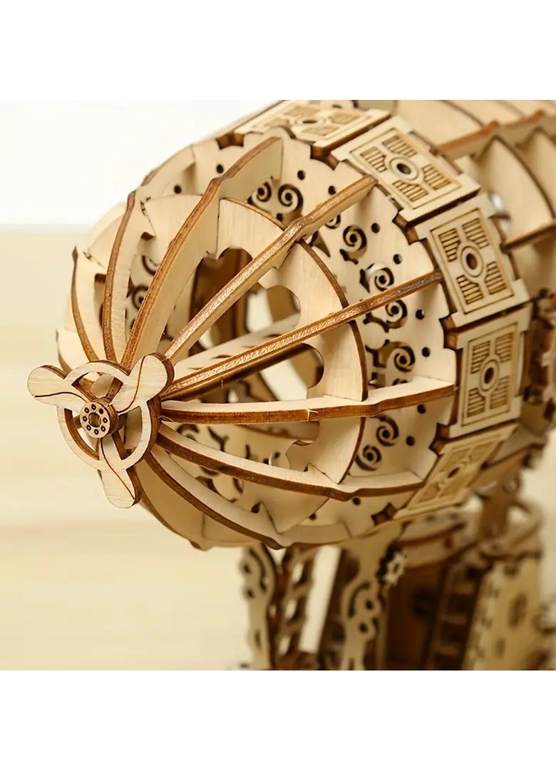3D Wooden Airship Model Kit Challenging Brain Teaser for Adults  Handcrafted Mechanical Puzzle Perfect DIY Project - Image 3