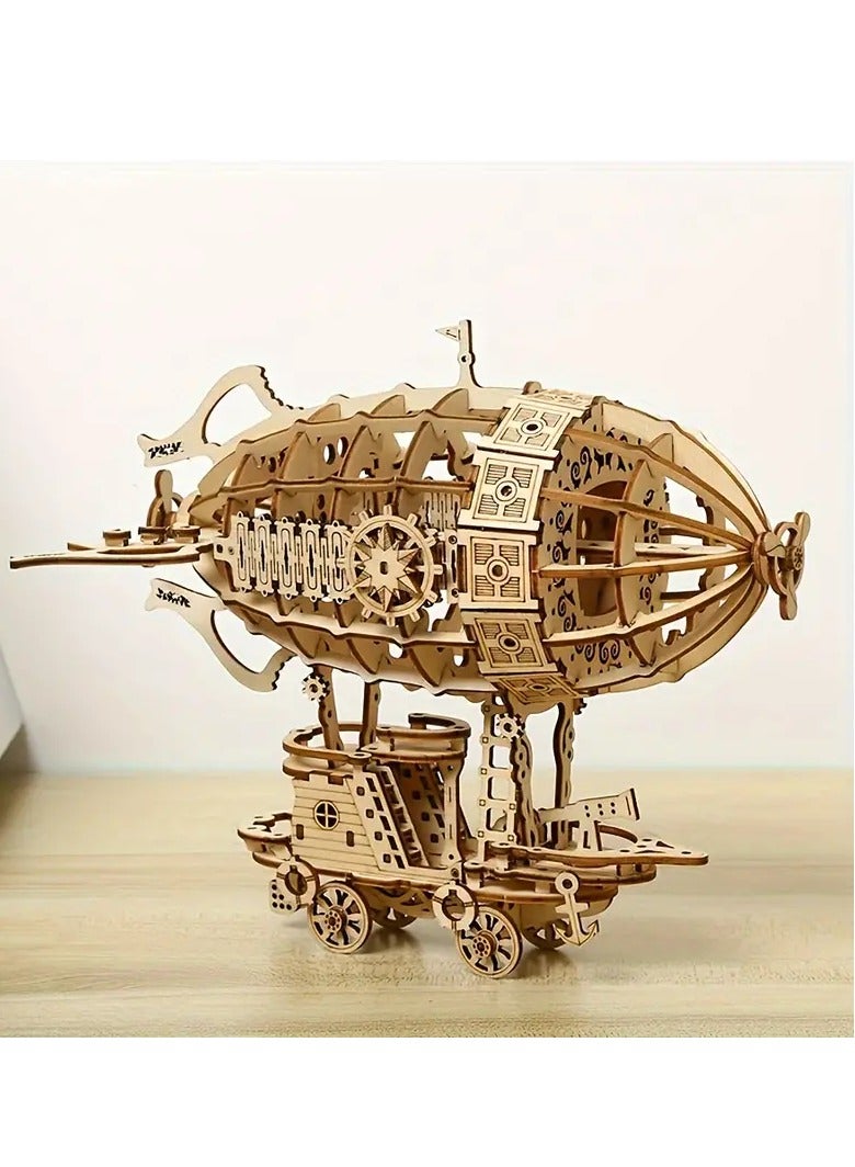 3D Wooden Airship Model Kit Challenging Brain Teaser for Adults  Handcrafted Mechanical Puzzle Perfect DIY Project - Image 1