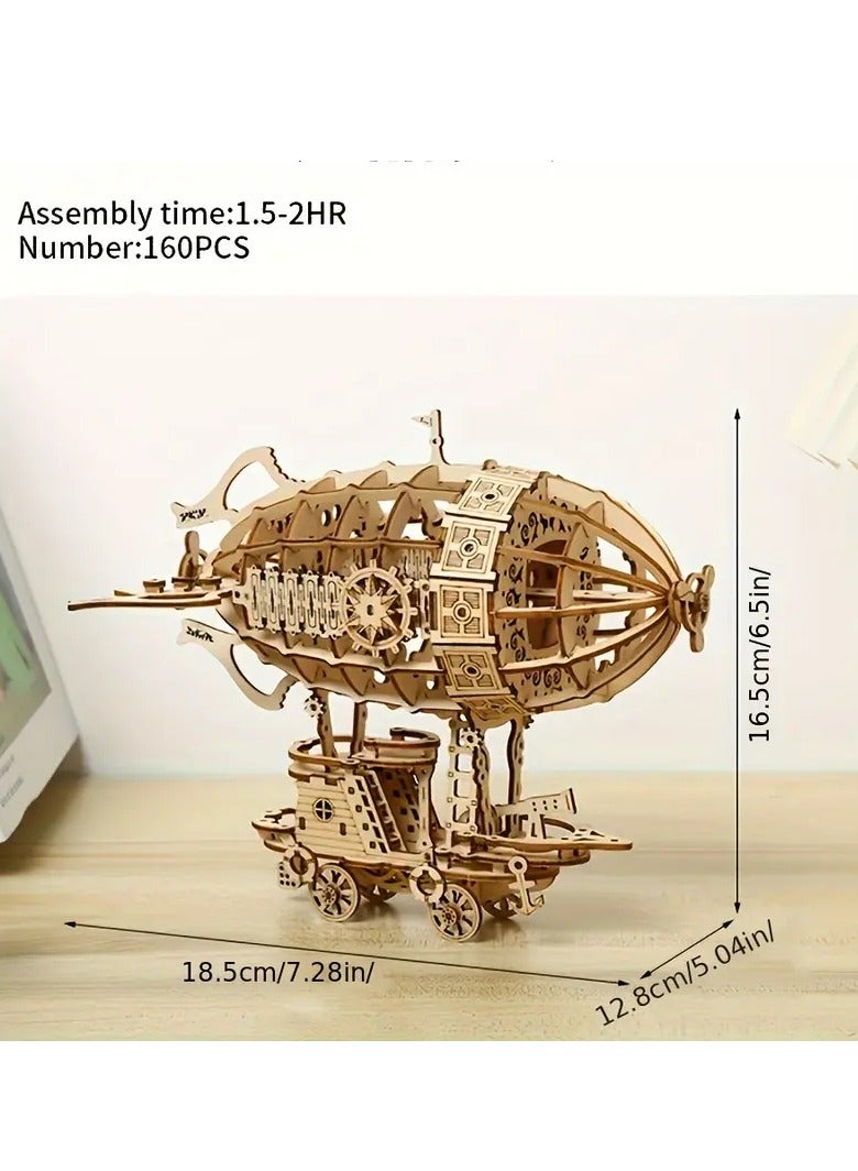 3D Wooden Airship Model Kit Challenging Brain Teaser for Adults  Handcrafted Mechanical Puzzle Perfect DIY Project - Image 5