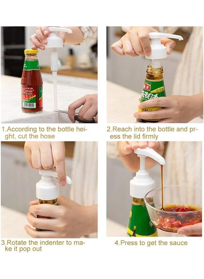 Spaceshoop Reusable Pump Dispenser Plastic Snap-on Oyster Sauce Pressure Nozzle Pump Bottles Replacement Containers for Kitchen Seasoning Liquid,Bathroom Liquid Soap Lotion  - Image 4