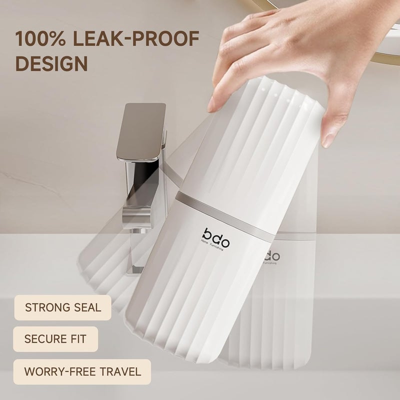 SHOTAY Toothbrush Travel Case, 2 in 1 Toothbrush Holder and Rinse Cup, Large Capacity Toothbrush Cup with Cover, Portable Travel Toothbrush Holder for Traveling, Camping, Trip - White - 1pcs - Image 5