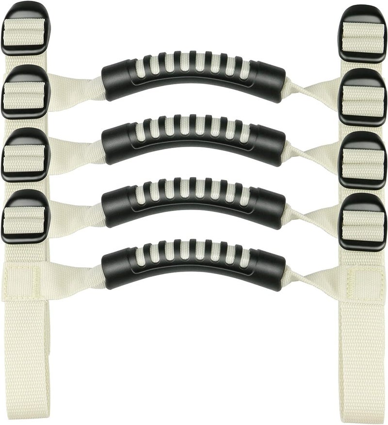 4 x Grip Handle Holder Roll Bar Grab Handles Compatible with Jeep Wrangler Accessory 1987-2021 YJ TJ LJ JK JL Sports Sahara Freedom Rubicon X & Unlimited (White)