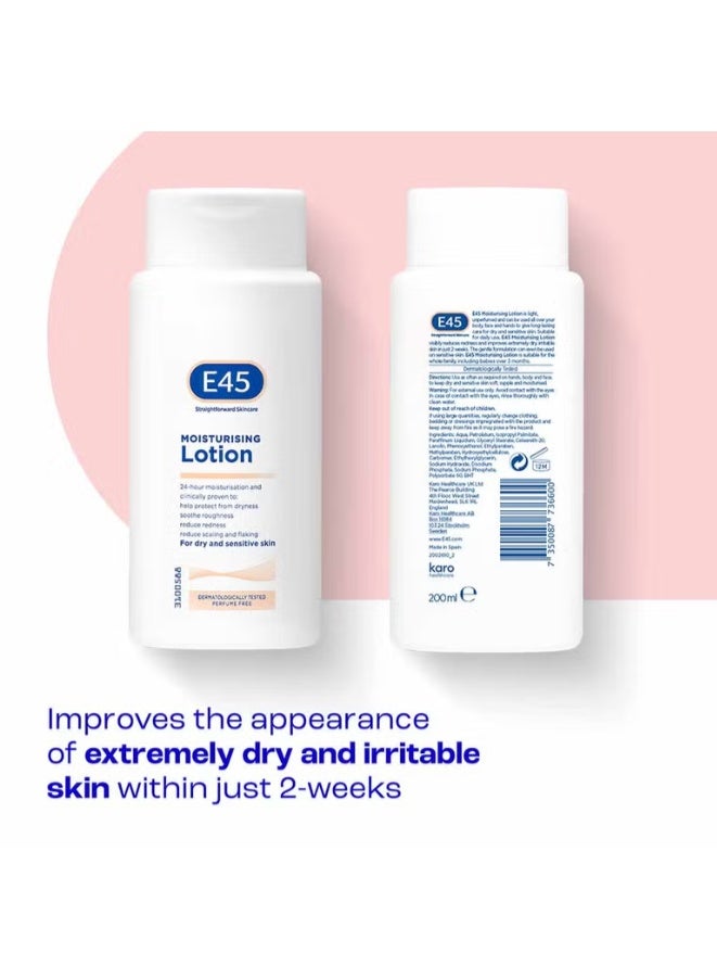 E45 Moisturizing Body Lotion For Dry, Sensitive Skin 200ml - Image 2