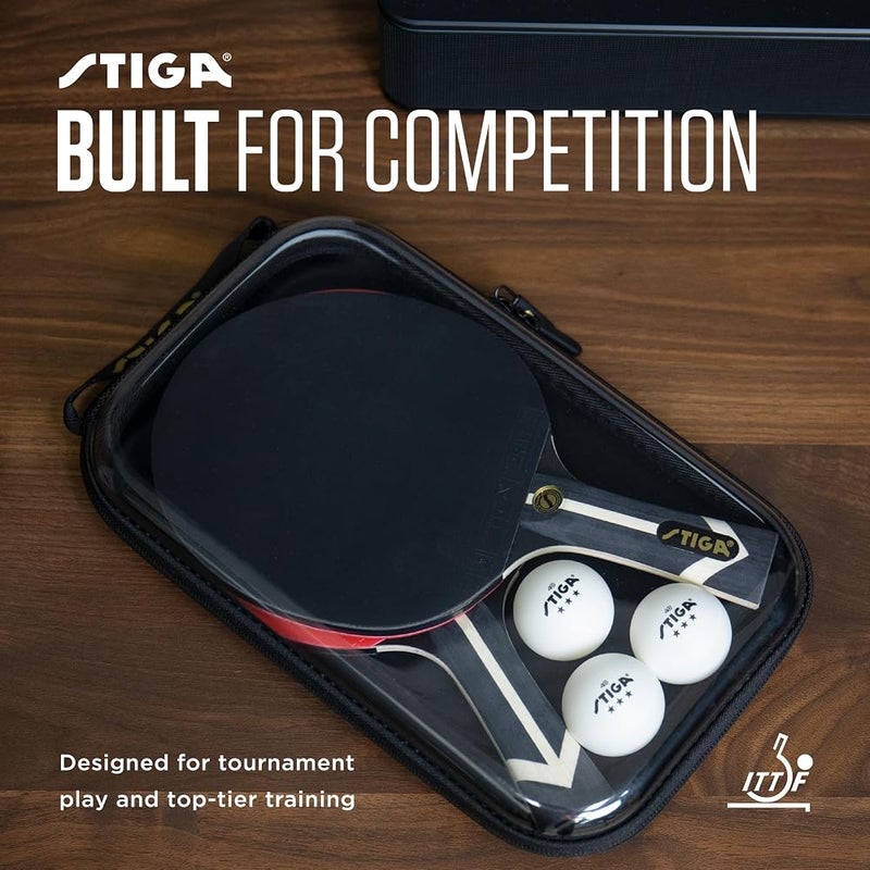ستيجا مجموعة تنس الطاولة من STIGA Premium لعبتين – تشمل 2 مضرب معتمد من ITTF، 3 كرات بينج بونج بيضاء ذات 3 نجوم، وحقيبة للنقل - Image 4