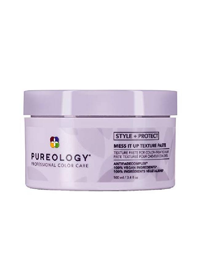 PUREOLOGY Style + Protect Mess It Up Texture Paste ; For Colortreated Hair ; Medium Hold Texture & Shine ; Sulfatefree ; Vegan ; Updated Packaging ; 3.4 Fl. Oz. ; - Image 2