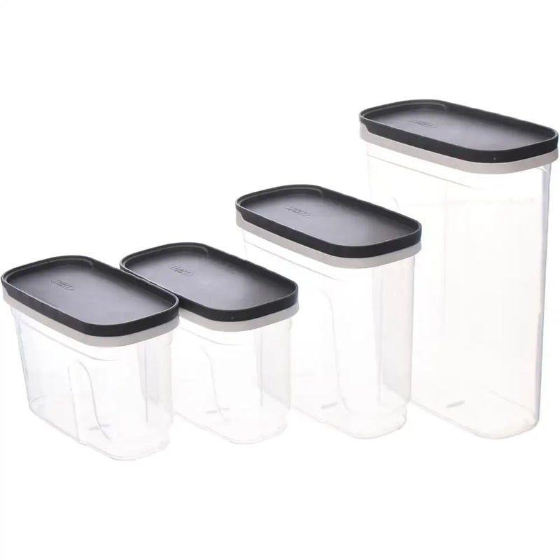 Aksa Slide Food Storage Container Set - 4 Pieces, 1.25L/1.80L/2.70L - Transparent - Image 1