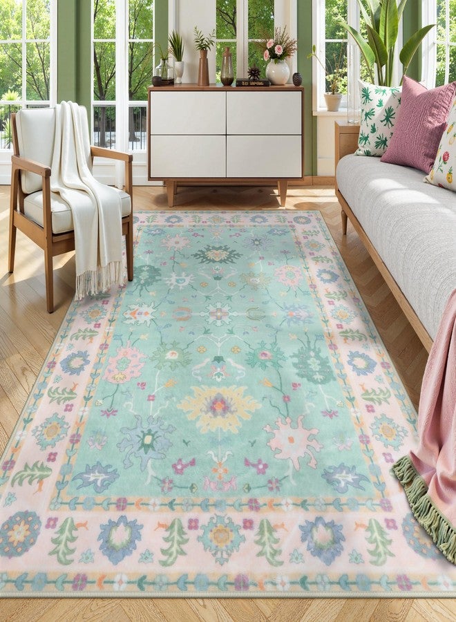 لايف بوكس سجادة أوشاك قابلة للغسل من لايف بوكس، سجادة مانعة للانزلاق مقاس 5 × 7 لغرفة النوم، سجادة تركية زهرية بنقوش بوهيمية عتيقة، سجادة غرفة طعام بألوان باستيل ناعمة، سجادة داخلية لغرفة المعيشة، ديكور غرفة الأطفال - Image 3
