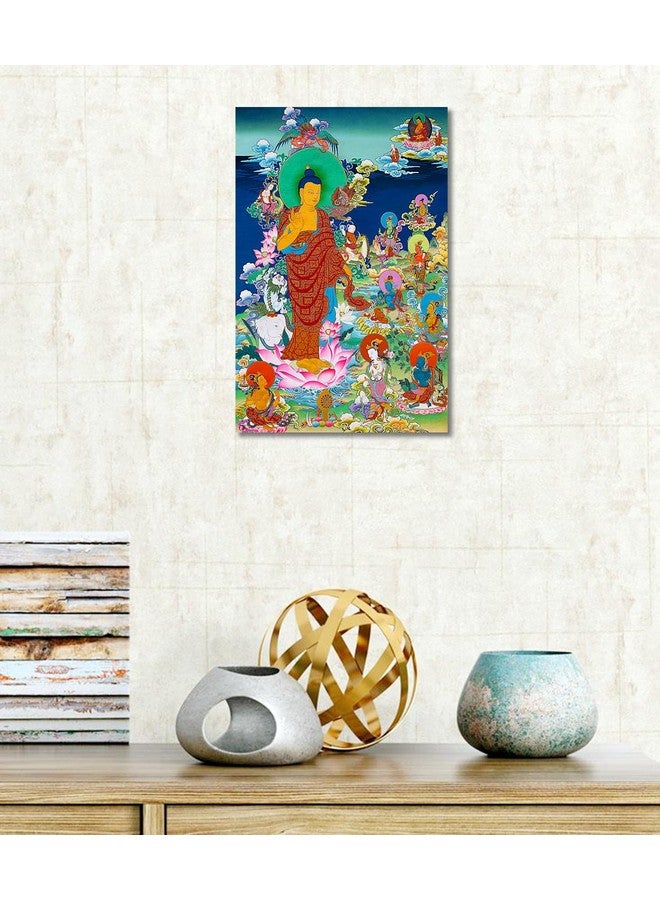 Tamatina Tamatina Thangka Canvas Painting | Lord Buddha on Lotus | Buddhism Art| Traditional Art Painting for Home décor|Size - 13X9 Inches.h462  - Image 2