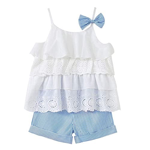 Hipea Toddler Baby Girls Summer Clothes Outfits Ruffle Camisole Spot Dot Tops and Casual Shorts 2-Piece Newborn Girl Clothing Set (Cami, 4-5T) - Image 1