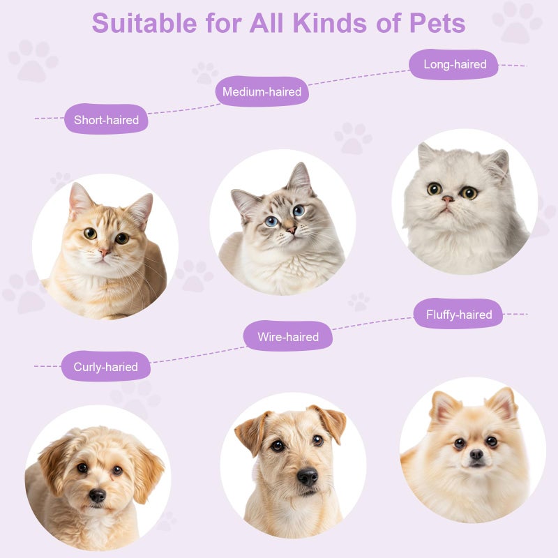 CXCHKK Rechargeable Cat Steam Brush with Mist Spray, 3-in-1 Pet Steam Brush for Long and Short Haired Cats and Small Dogs, Anti-Static, De-Shedding, Detangling, Massage, Purple Cat Design - Image 5