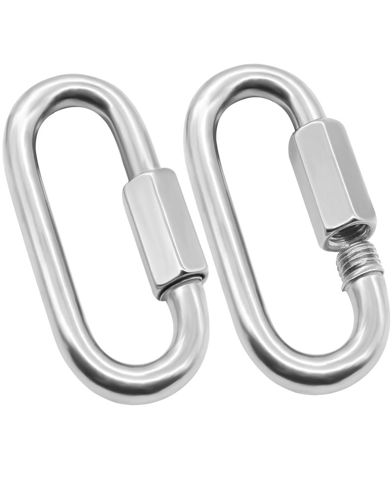Anvin 2 Pack Large Quick Links M10 3/8 Inch Heavy Duty Carabiner Stainless Steel Chain Links Connector D Shape Locking Chain Hooks Repair Utility Screw Links for Camping Outdoor Equipment Hammocks - Image 1