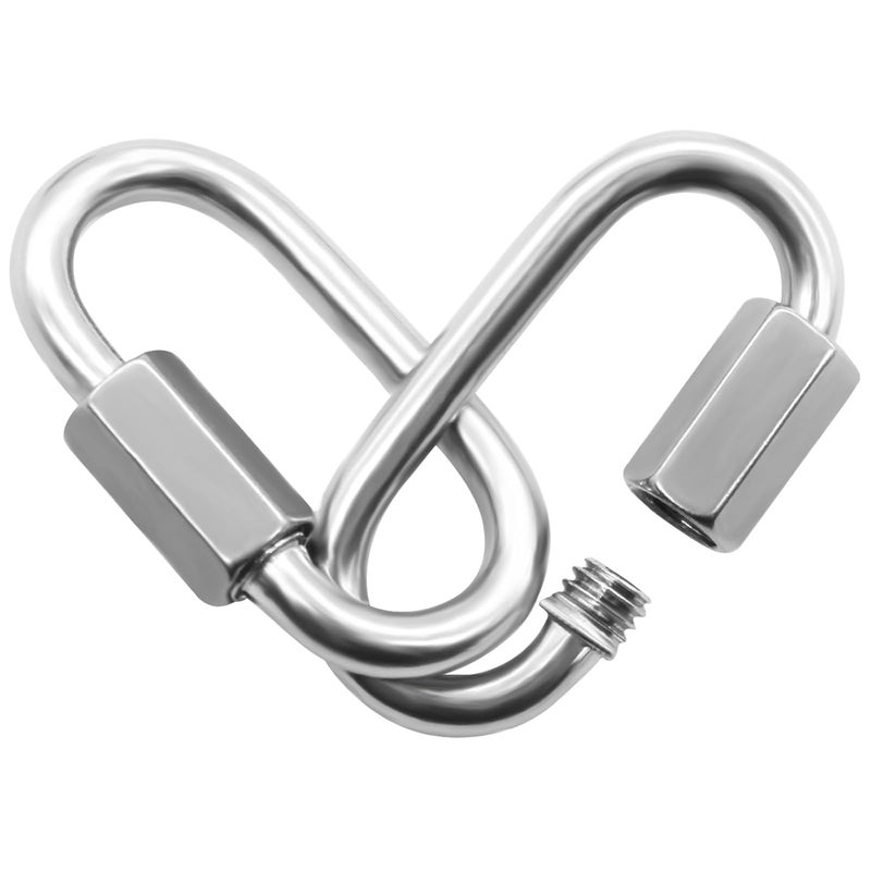 Anvin 2 Pack Large Quick Links M10 3/8 Inch Heavy Duty Carabiner Stainless Steel Chain Links Connector D Shape Locking Chain Hooks Repair Utility Screw Links for Camping Outdoor Equipment Hammocks - Image 2