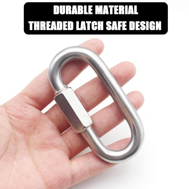 Anvin 2 Pack Large Quick Links M10 3/8 Inch Heavy Duty Carabiner Stainless Steel Chain Links Connector D Shape Locking Chain Hooks Repair Utility Screw Links for Camping Outdoor Equipment Hammocks - Image 4