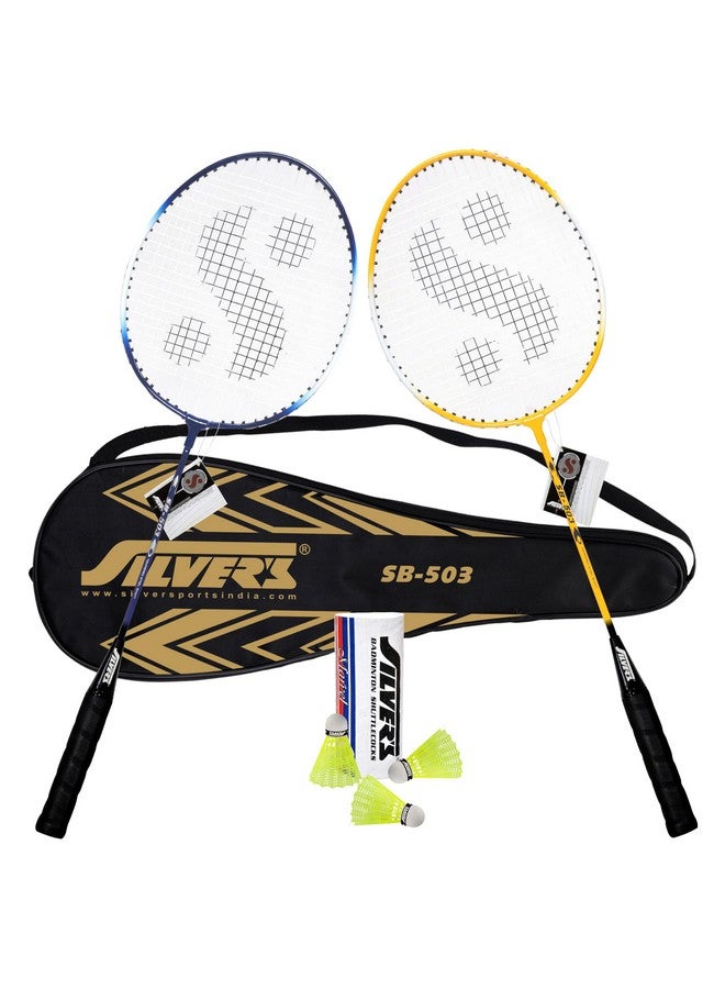 Silvers Silver's Aluminium SB -503 Badminton Kit (2 Racquets with Full Cover, 1 Box Shuttlecock Pack of 3),Blue - Image 1