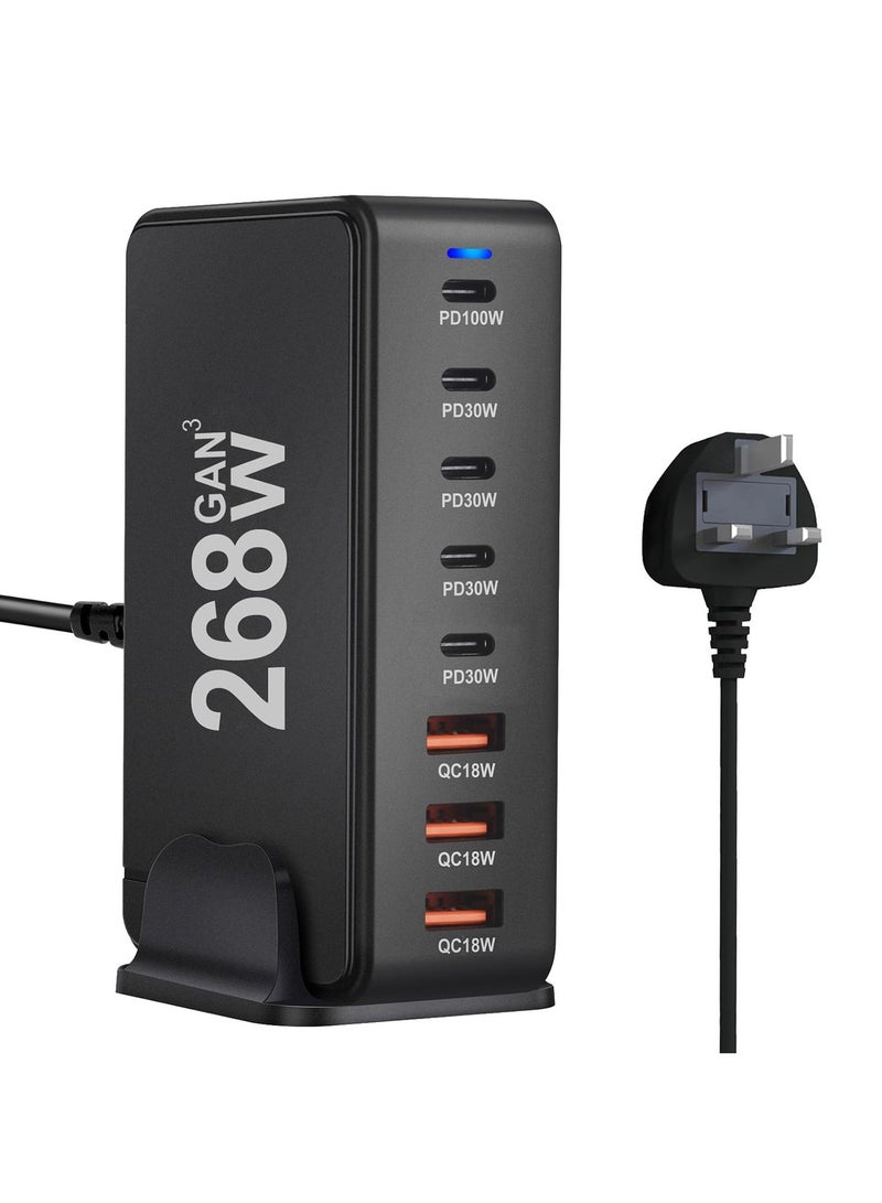 Chabeia 268W USB-C Charging Station, 8-Port USB Charging Station with 5 USB-C + 3 USB-A, Multiport Wall Charger Power Strip Adapter, Portable Charging Station Compatible with iPhone 16-12 Series, iPad Pro, MacBook, Galaxy, Pixel, Switch, Airpods, Huawei - Image 2