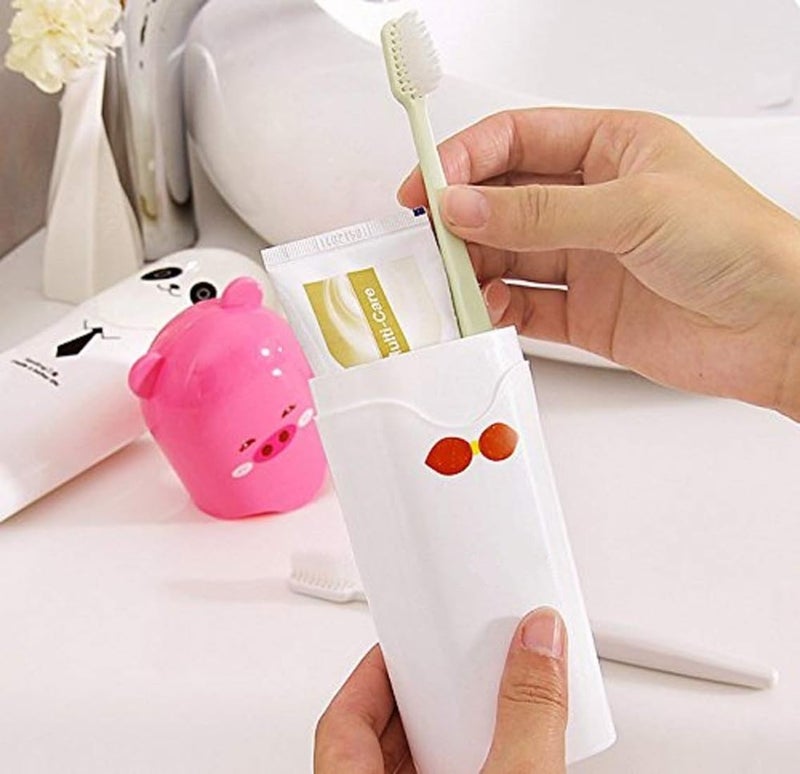 Mouly Portable Cartoon Animal Toothbrush Holder Box Plastic Tooth Mug Plastic Toothpaste Case Multicolor Pack of 2 - Image 4