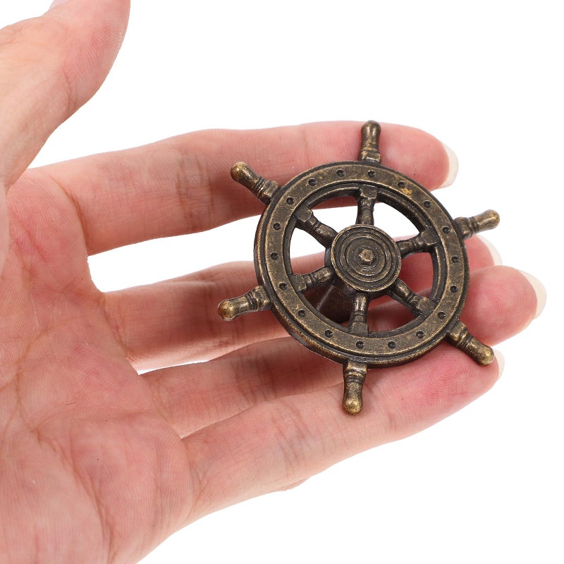 Antique Bronze Ship Steering Wheel Cabinet Handles And Drawer Knobs 6pcs Nautical Kitchen Hardware - Image 5