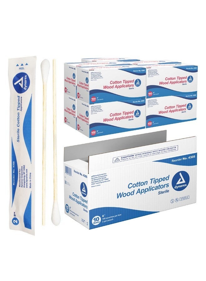 Dynarex 4305 Sterile Cotton Tipped Applicator,6" Length, Single-Use Wooden Cotton Tip Applicator For Wound Care & Dressing, Hygiene, Make Up, Cleaning Tool, Jewelry, Pack Of 2000  - Image 1