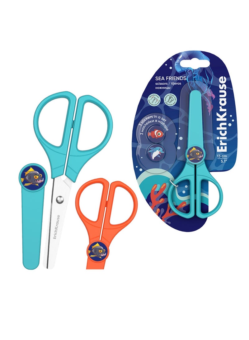 1-Piece Sea Friends Kids Scissors With Plastic Cover Assorted Colours