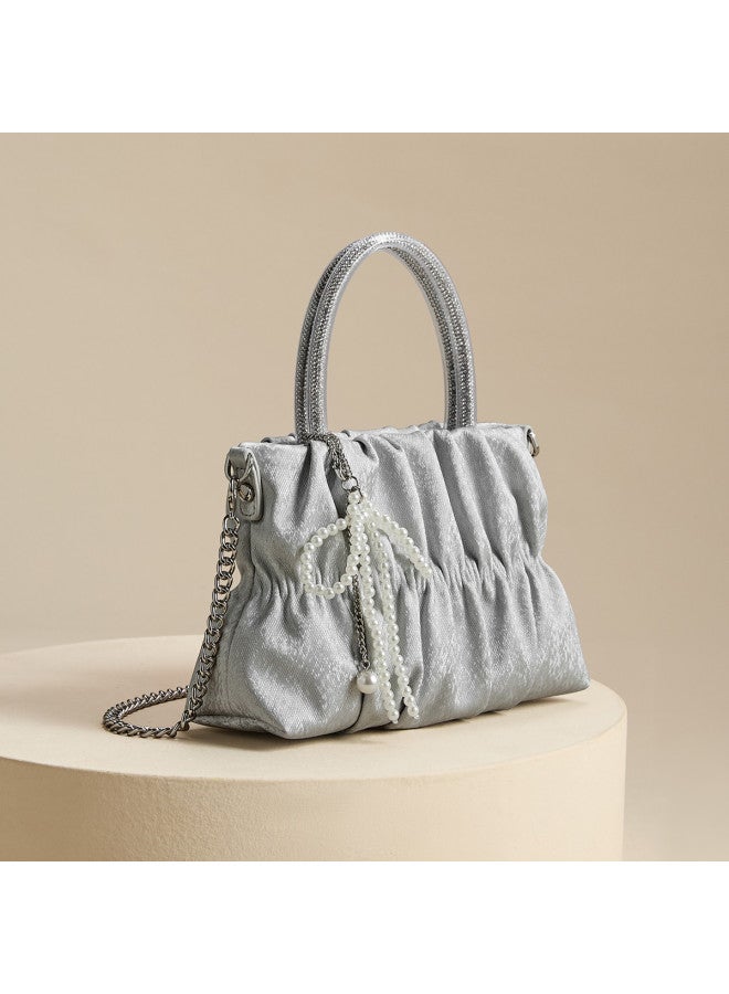 Josiny Fashion Pearl Commuter Tote Bag New Handheld Pleated Bag Versatile Shoulder Crossbody Bag For Women - Image 2