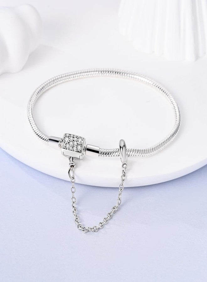 Parmuz 925 Sterling Silver Charm Bracelet for Woman Snake Chain Bracelet Star Moon Butterfly Cute Iconic Moments European Bracelet Jewelry Gift for Woman - Image 2