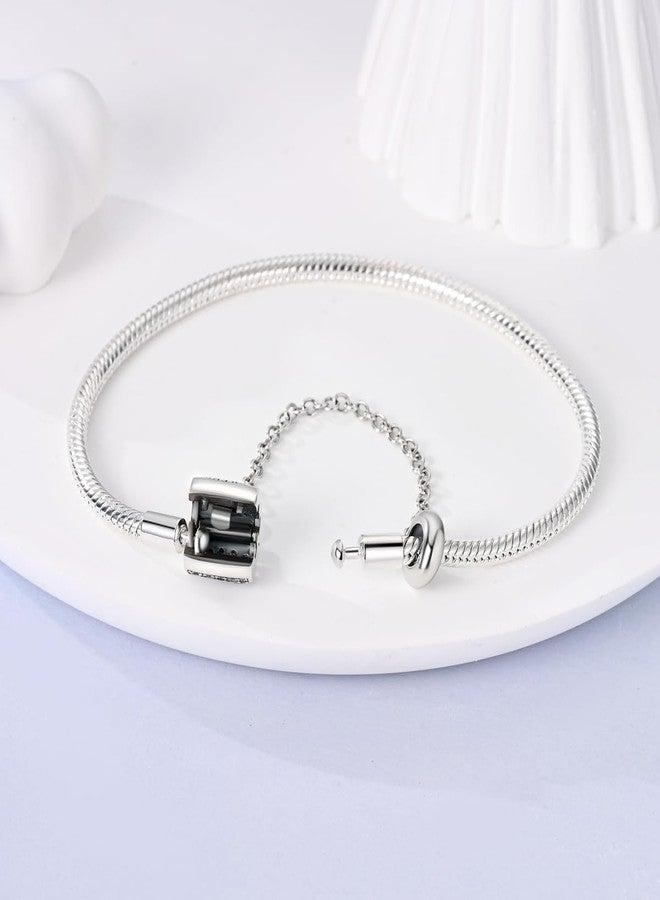 Parmuz 925 Sterling Silver Charm Bracelet for Woman Snake Chain Bracelet Star Moon Butterfly Cute Iconic Moments European Bracelet Jewelry Gift for Woman - Image 3
