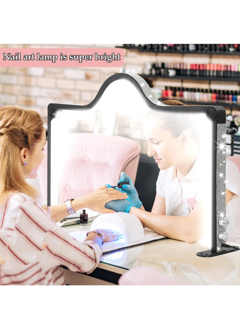 Half Moon Lamp for Nail Desk,45W Foldable Nail Light for Table,3000K-6000K Stepless Dimming,Adjustable Brightness Color Temperature,Black