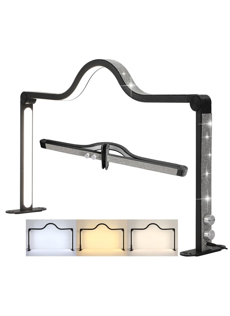 Half Moon Lamp for Nail Desk,45W Foldable Nail Light for Table,3000K-6000K Stepless Dimming,Adjustable Brightness Color Temperature,Black