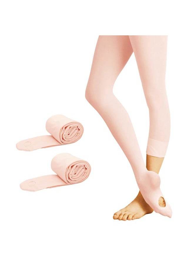 PAPPNTI Girls' Ultra Soft Pro Dance Tights Ballet Transition Daily Student Tights (Toddler/Little Kid/Big Kid), Ballet Pink 2 Pairs, 2-4 years - Image 2